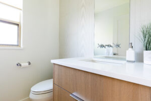 Bathroom renovation by Square One Construction.